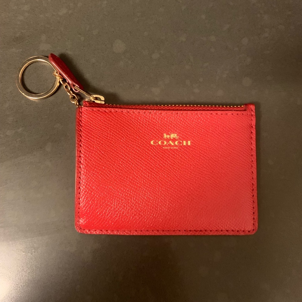 Red Coach Mini Skinny ID Case